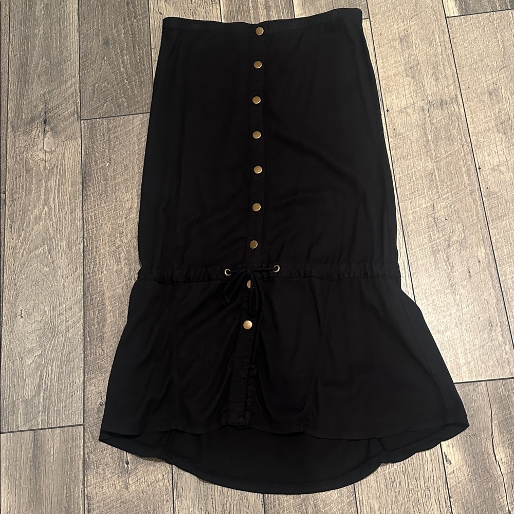 XCVI Black Button-Front Midi Skirt